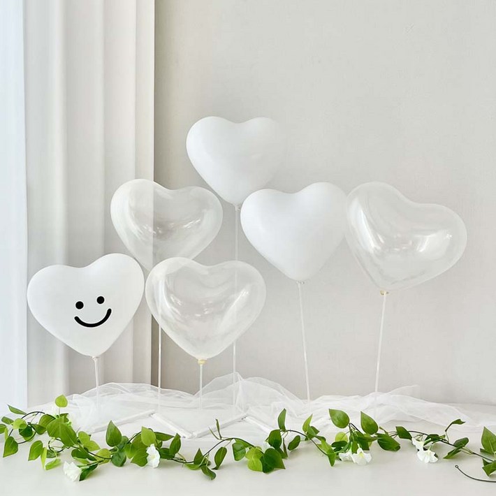 연지마켓 하트 풍선 생일 브라이덜 파티 용품 스마일 따가움없는 가로스탠드 세트, 1세트, 화이트투명 연지마켓 하트 풍선 생일 브라이덜 파티 용품 스마일 따가움없는 가로스탠드 세트, 1세트, 화이트투명