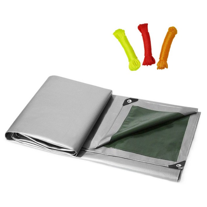 CLUBUNI 타포린 양면코팅 방수포 4x6m  스트링, 실버