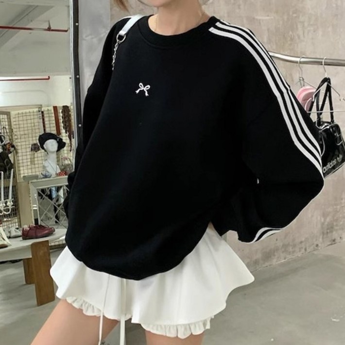 로렌미 리쿠 리본 맨투맨 티셔츠 S260126SS4