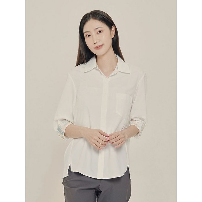 올리비아하슬러 화이트 히든 나염배색 셔츠 OHCMBL105