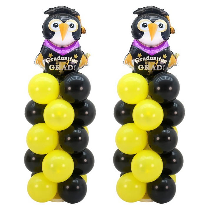 파티짱 졸업 풍선 기둥 스탠드 세트 장식, 2개, 부엉이 풀바디