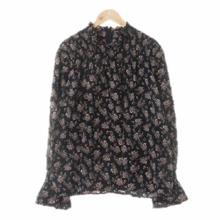 2390 미쏘 블랙 꽃다발패턴 주름셔링블라우스 16084a