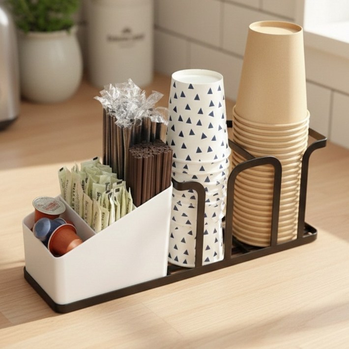 하스몰 종이컵 정리 트레이 컵 빨대 티백 커피캡슐 디스펜서