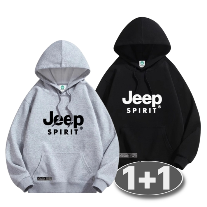 11JEEP SPIRIT 지프 남자 여자 후드티 면 100 후드 티셔츠 오버핏 가을 봄 2장 세트
