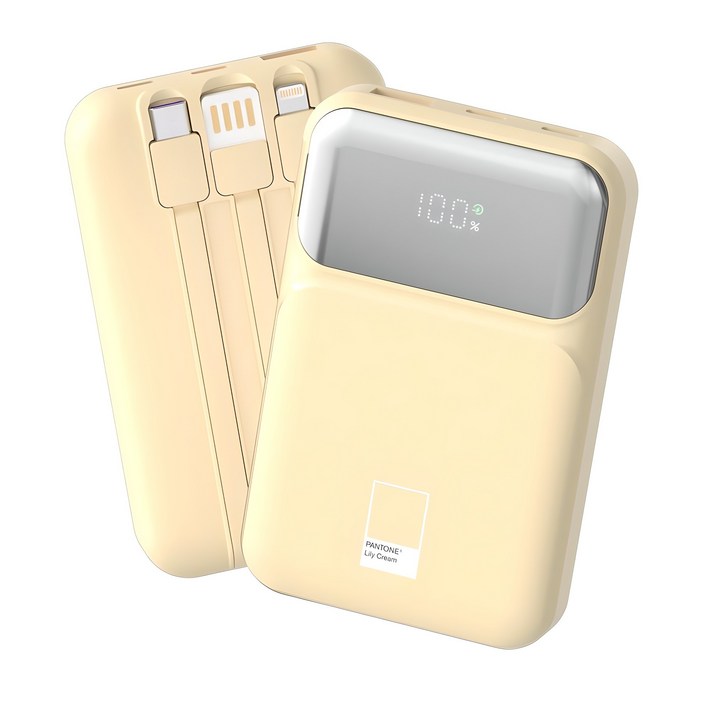 팬톤 PD 22.5W 초고속충전 대용량 케이블 일체형 미러 보조배터리 10000mAh PGB20