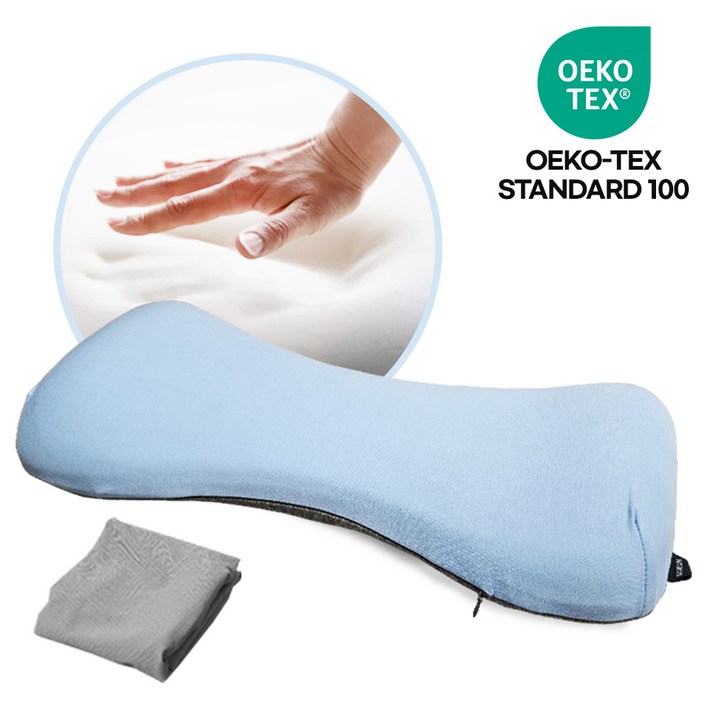 편안하고 낮은 바른 허리 베개 본품  커버 1개 추가 세트, 하늘색
