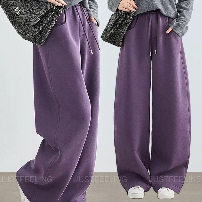 JUSTFEELING 일자 밴딩 팬츠 트레이닝 캐주얼 긴팬츠 남녀공용 와이드 트레이닝바지 여성 와이드 통바지 운동바지  D10U