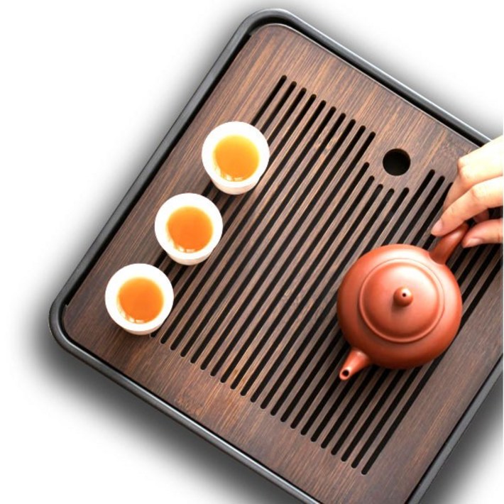 티트레이 차트레이 받침대 다기 다도 대다무 차판, 1개, 검정정사각형, 차판