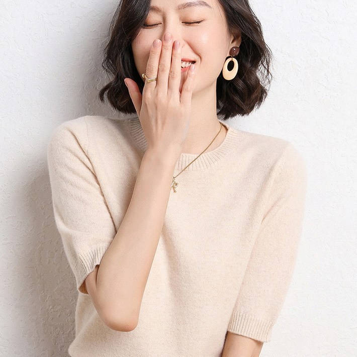 NEW 여름 여성 데일리 라운드 반팔 니트여자 니트탑 소프트 프리미엄원단미녹지구