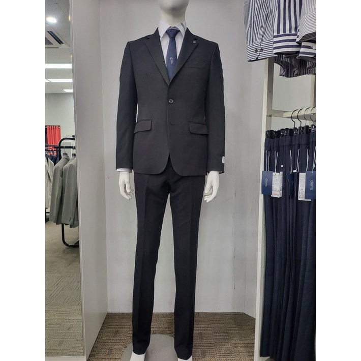 에스티코 사방스판 슬림 핏 블랙 남성 정장 세트 SSJRZ01SSB  넥타이  신사양말 증정