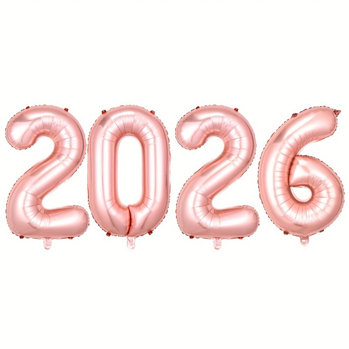 CEUQIESO 16인치40.6cm 4개 디지털 숫자 풍선 세트 , 새해 파티 알루미늄 호일 풍선 장식 세트 경축 행사 장식용품 결혼식 생일 파티, 로즈 골드