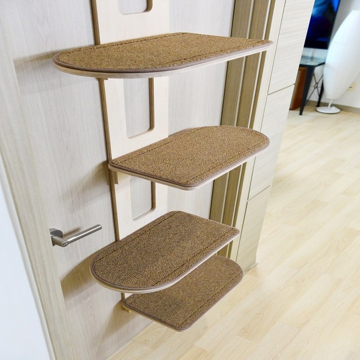 우드팟 고양이 프리미엄 문걸이 캣타워세트브라운, 자작, 1개