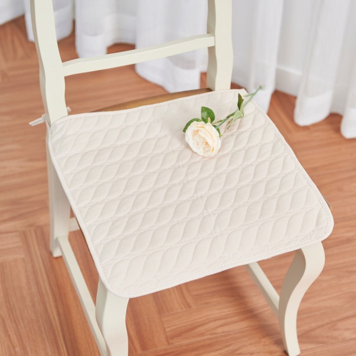 끈달린 슬림 의자 면 방석 4P