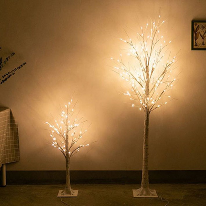 osshop LED 거실 무드등 나무 조명 인조 자작나무 라이트 카페 감성 건전지형 캠핑 인테리어 조화 개업 선물 크리스마스 트리 60cm 120cm 150cm 180cm, 1개