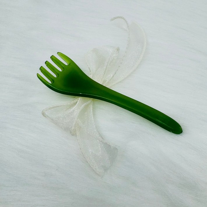 셀앤컴 관리도 사용도 편한 작은 얼굴괄사 두피괄사 림프절 순환 괄사 포크 빗, 초록 옥색 미니 123.5cm, 1개