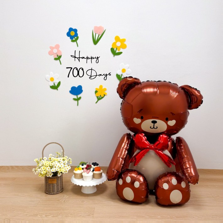 쏙쏙마켓 플라워 펠트 마일스톤 가랜드 이백일 삼백일 기념일 셀프 촬영 파티용품, 1개, 700일 세트, 가랜드풍선 세트