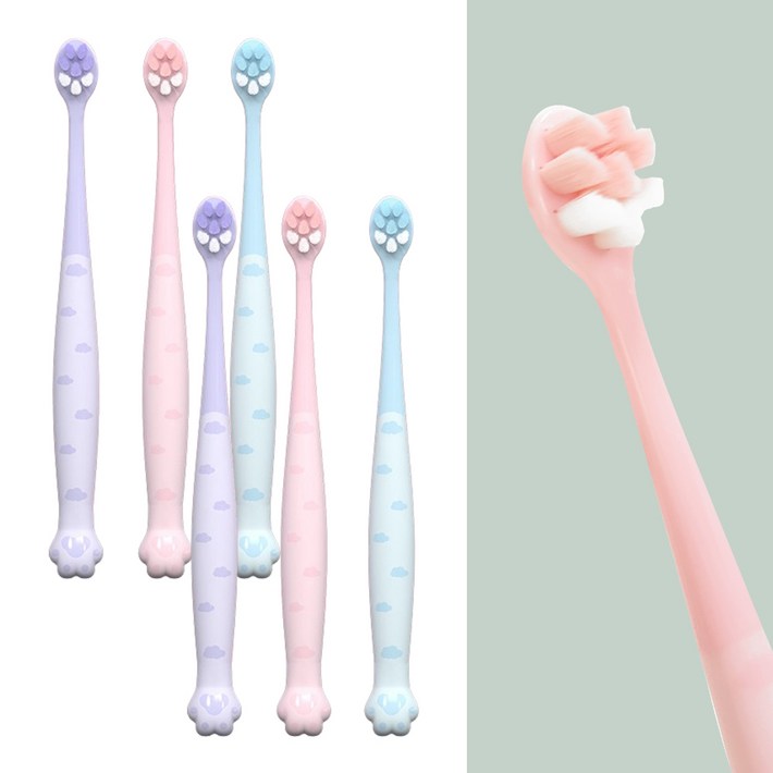 바우먀우 강아지 원형 발발 미세모 칫솔
