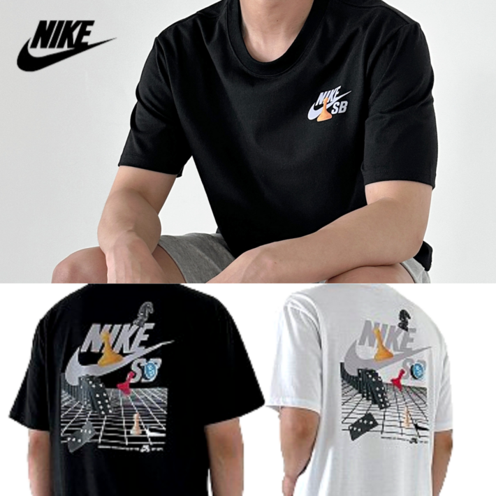 당일발송 나이키 NIKE 남여공용 SB 스케이트 오버핏 라운드 반팔 티셔츠 반팔티 스포네틱
