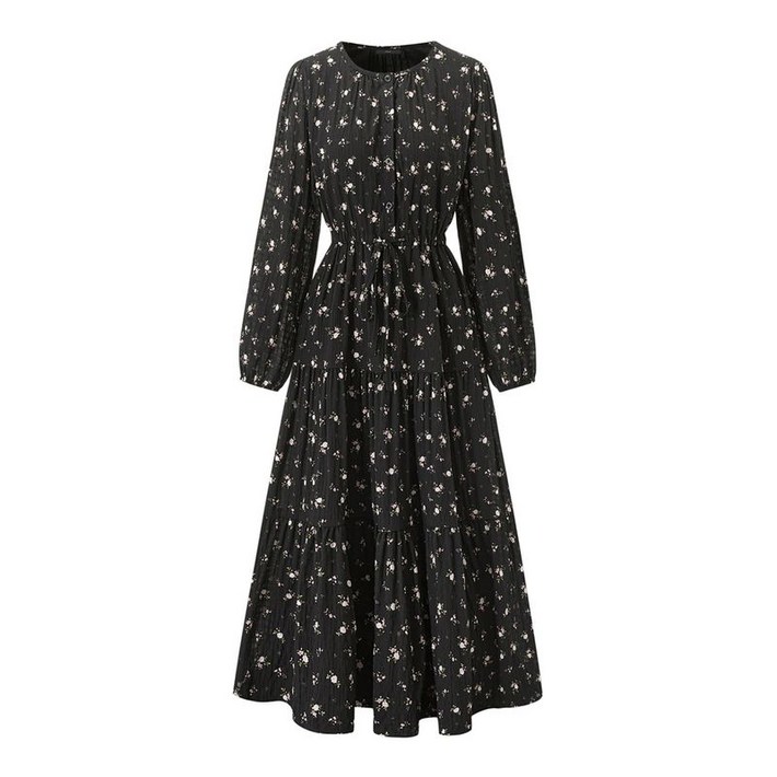 르샵 데일리 허리 끈 플라워 롱 원피스 DQ1OW003A