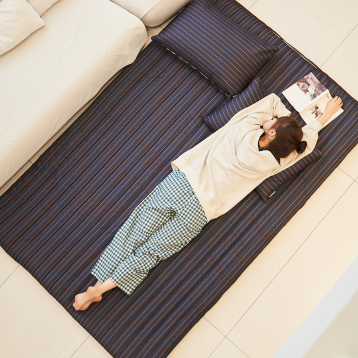 국산 접이식 요매트 요솜포함 3단 바닥 요 매트, ST네이비