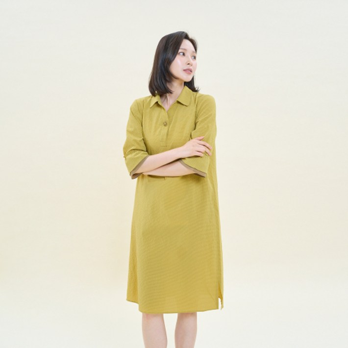 [크로커다일레이디] 소매배색 A라인 실루엣 원피스_CLDMOP109