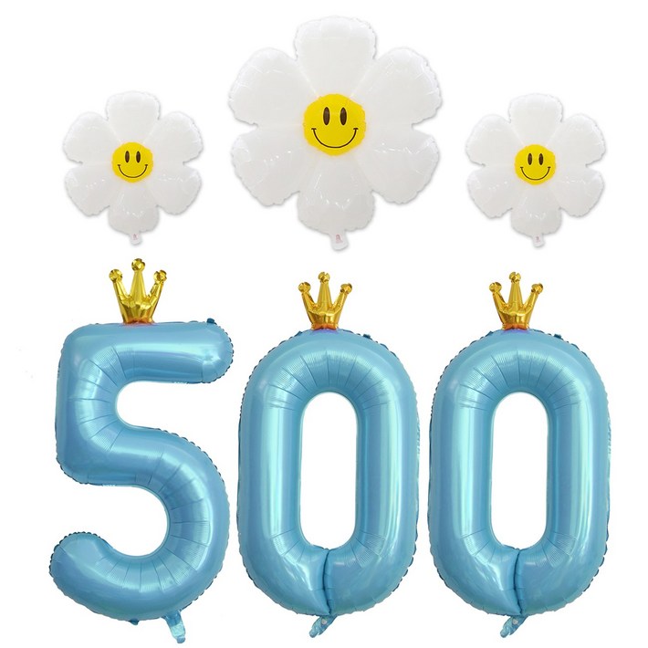 해피쏘굿 40인치 왕관 숫자 100900 데이지 풍선세트, 1세트, 블루