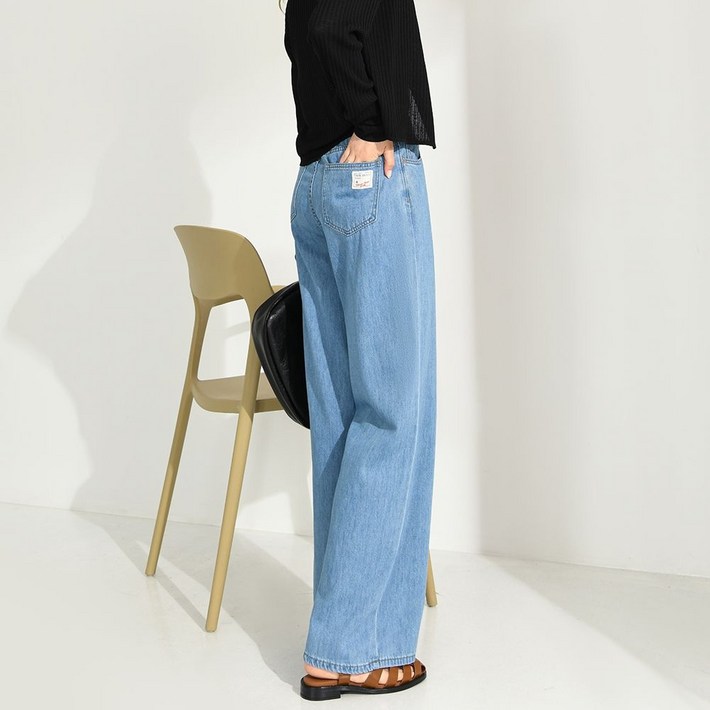 라이트 라벨 데님 팬츠