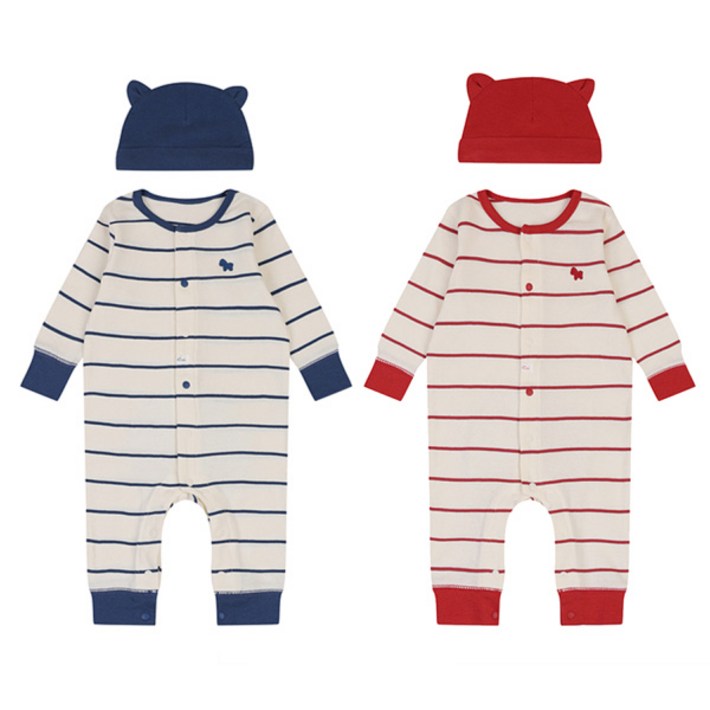 에뜨와 출산백일선물 미노ST슬림우주복모자세트 07S517513