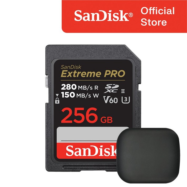 샌디스크 SD카드 익스트림 프로 V60 SDXEP 카메라 네비 디카 캐논 메모리 케이스, 256GB, 1개 샌디스크 SD카드 익스트림 프로 V60 SDXEP 카메라 네비 디카 캐논 메모리 케이스, 256GB, 1개