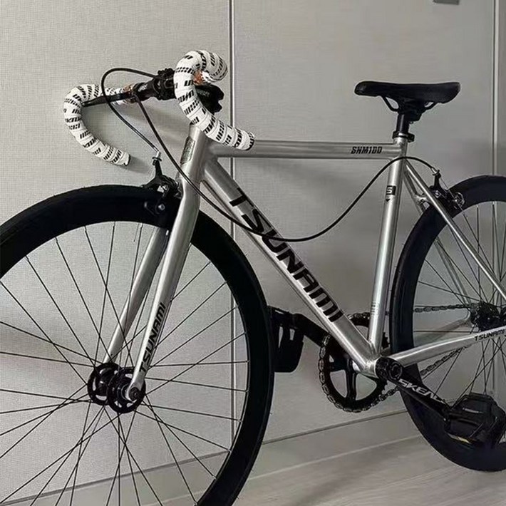 쓰나미 TSUNAMI SNM100 픽시 자전거 입문용 완차 학생용 스탠다드 앞뒤브레이크포함, 민트블랙로고, 1개, 195cm