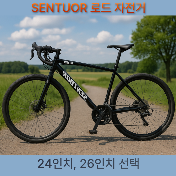SENTUOR 로드자전거 26인치 24인치 24단사이클 바이크 입문 중학생 고등학생 입문용 싸이클 출퇴근 성인용, B 3칼휠 24, 1개, 155cm
