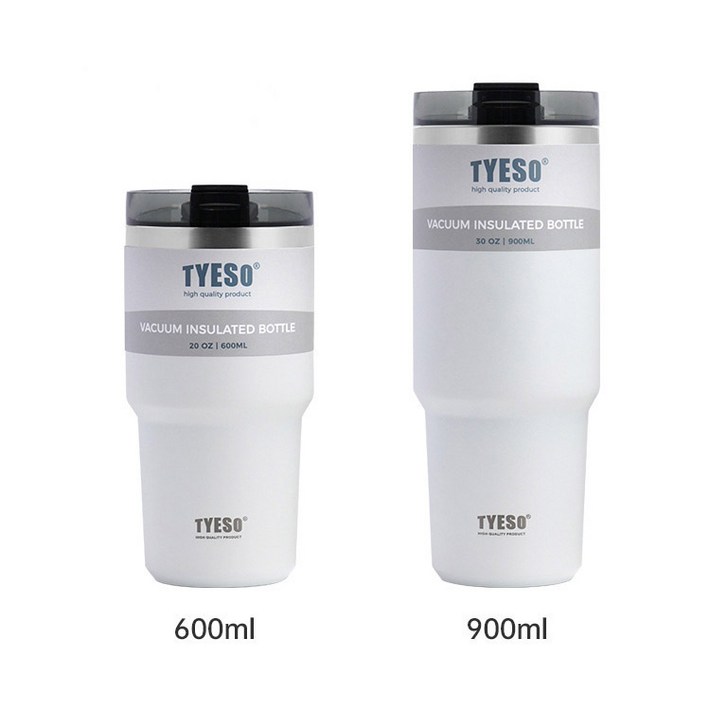 VIATO 대용량 휴대용 빨대텀블러,진공 스텐 냉온 텀블러, 화이트, 1개, 600ml