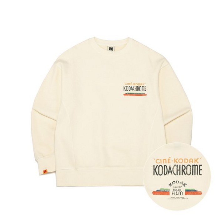 코닥 남녀공용 데일리 씨네 피그먼트 다잉 맨투맨 티셔츠 아이보리