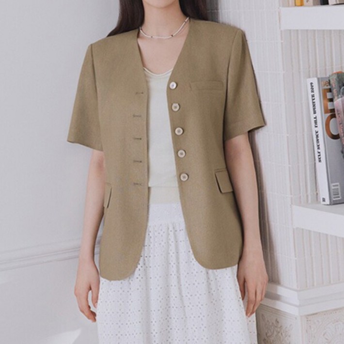 더엣지 린넨 혼방 반팔 자켓 WZJK3G04