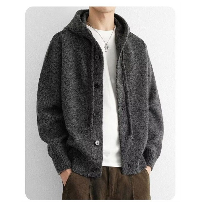 쉬즈본 비러후드가디건간절기 남성용 데일리 니트 후드 가디건 아우터