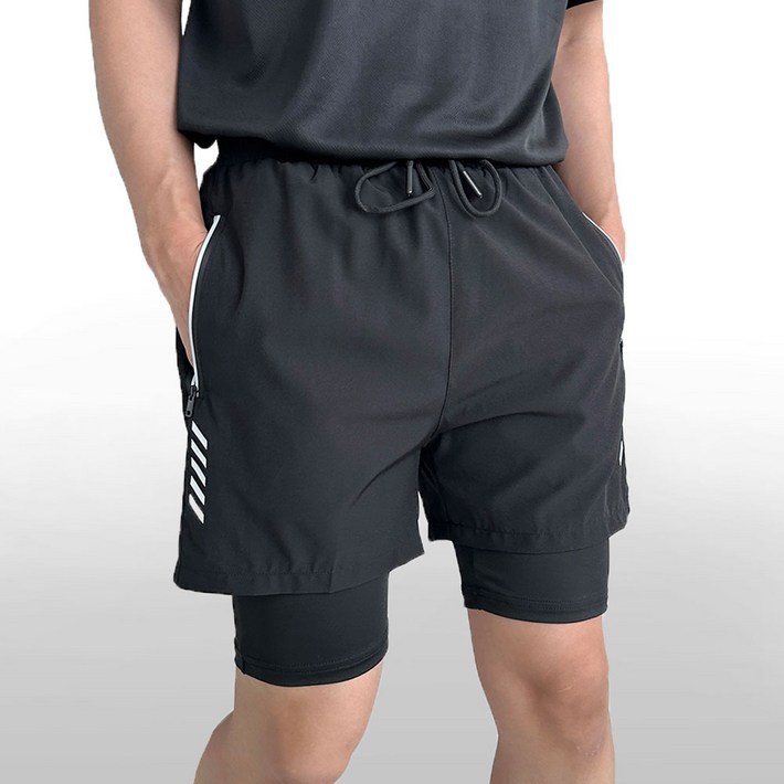 남자 투인원 일체형 숏 레깅스 반바지