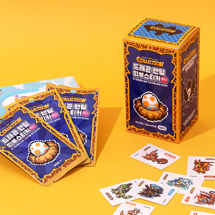드래곤빌리지 랜덤 미니 띠부씰 랜덤 발송 4매 띠부씰 24p 20매 1박스 띠부씰 120p, 4개