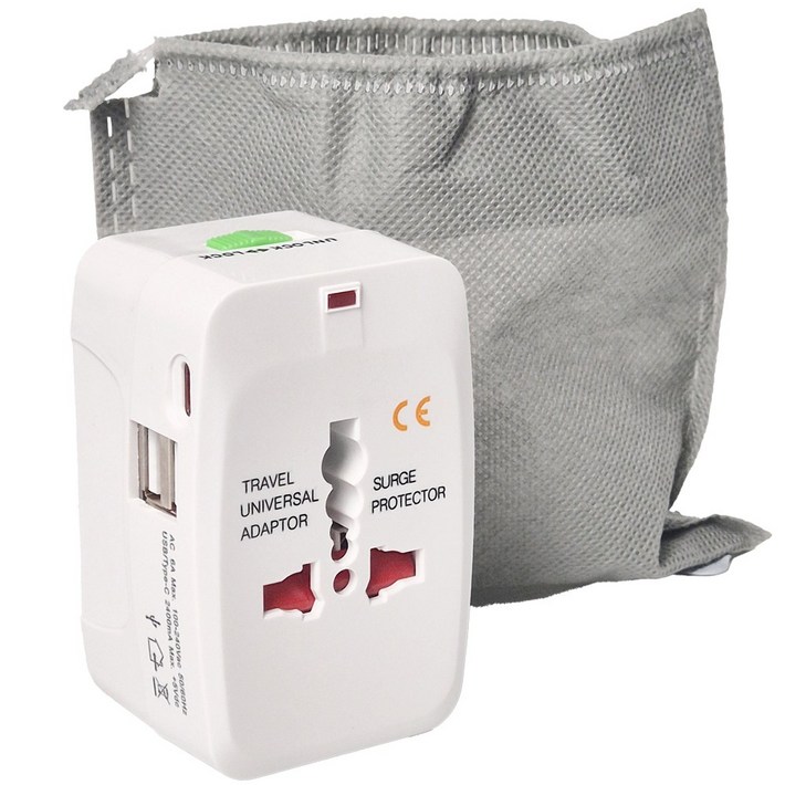 앞날창창 해외 여행용 변환 멀티어댑터 USB 2포트 C타입 1포트  파우치, 1개