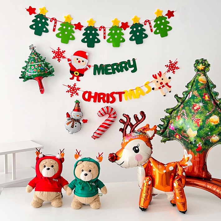 하피블리 루돌프 풍선 크리스마스 가랜드 레터링 파티 용품 이벤트 장식 세트, 크리스마스 가랜드A