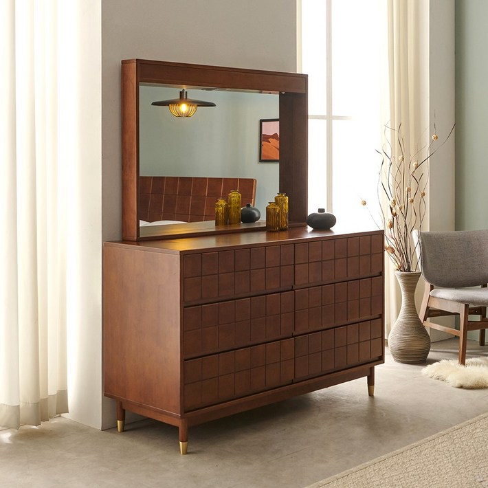 유씨엠 몬트 원목화장대세트 3단서랍장LED거울, 옵션화장대세트 와이드서랍장LED거울