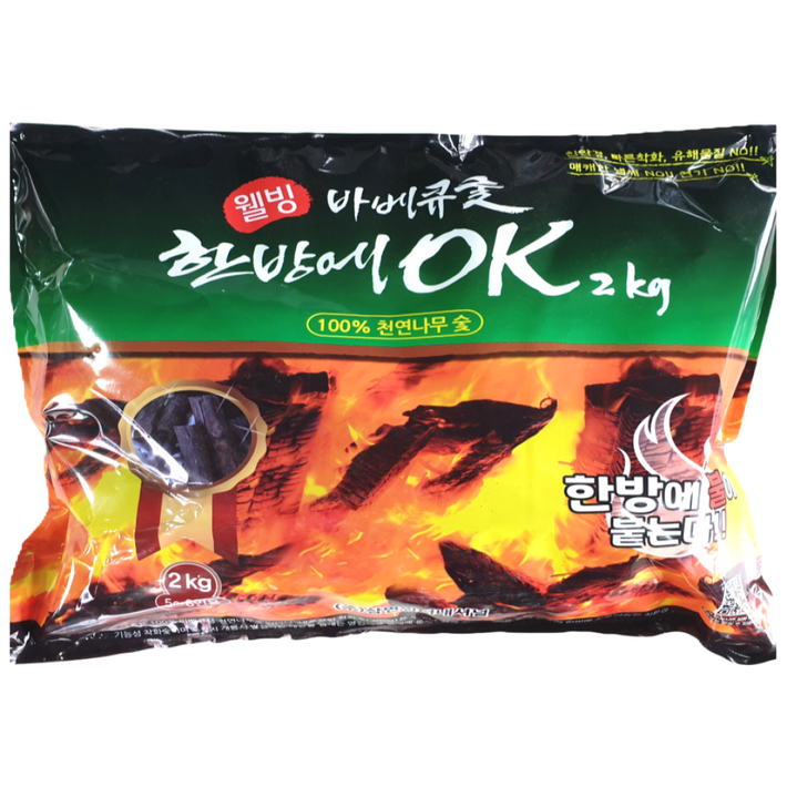 한방에OK 간편점화 착화숯 캠핑 숯불 바베큐 구이용 번개탄 대용, 2kg, 1개