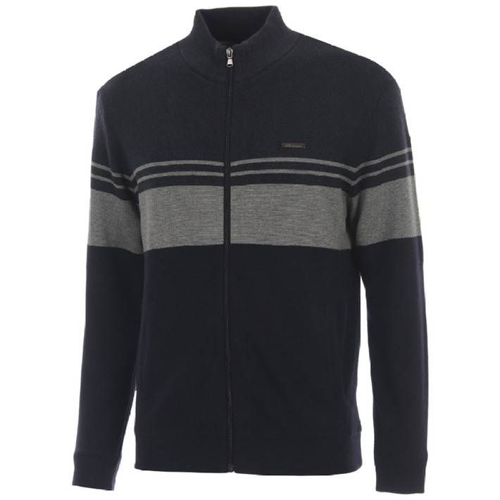 엘르 남성 캐주얼 블럭 배색 방풍 니트 집업 65400