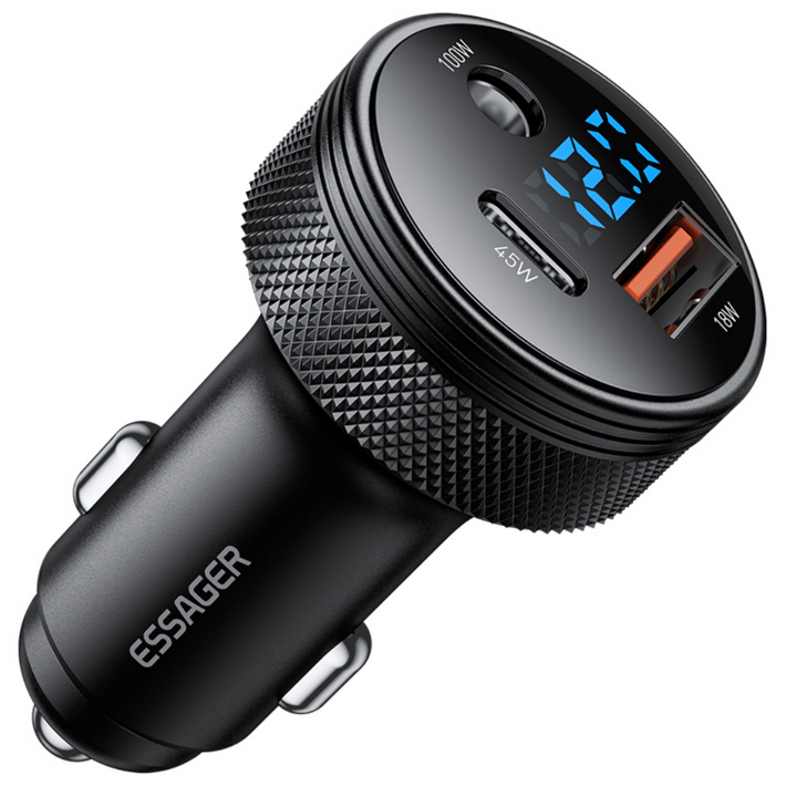 Essager DC 12V 100W USB AC포트 3포트 차량용 시거잭 자동차 초고속 충전기