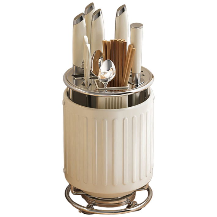 마이오디너리 360도 회전 스텐 칼꽂이 주방 보관, 1개, 화이트