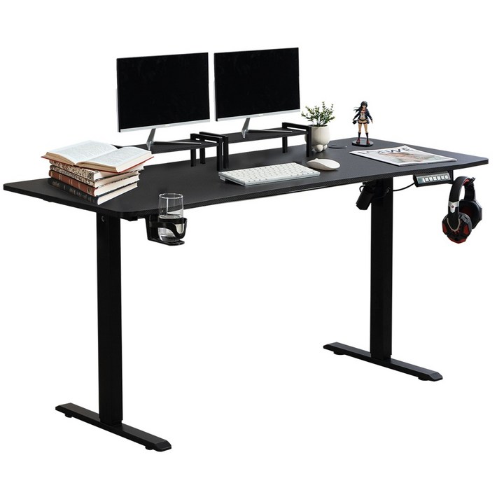 SAMMU 전기 높이 조절 책상 높이 기억 기능 가정용사무용 스탠딩 컴퓨터 책상, 검정색1600600