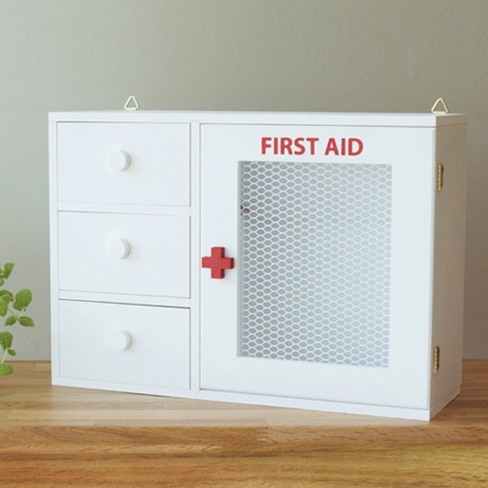 원진엘앤비 국산화이트 우드 약장 구급함 First aid kit 약상자 약장함
