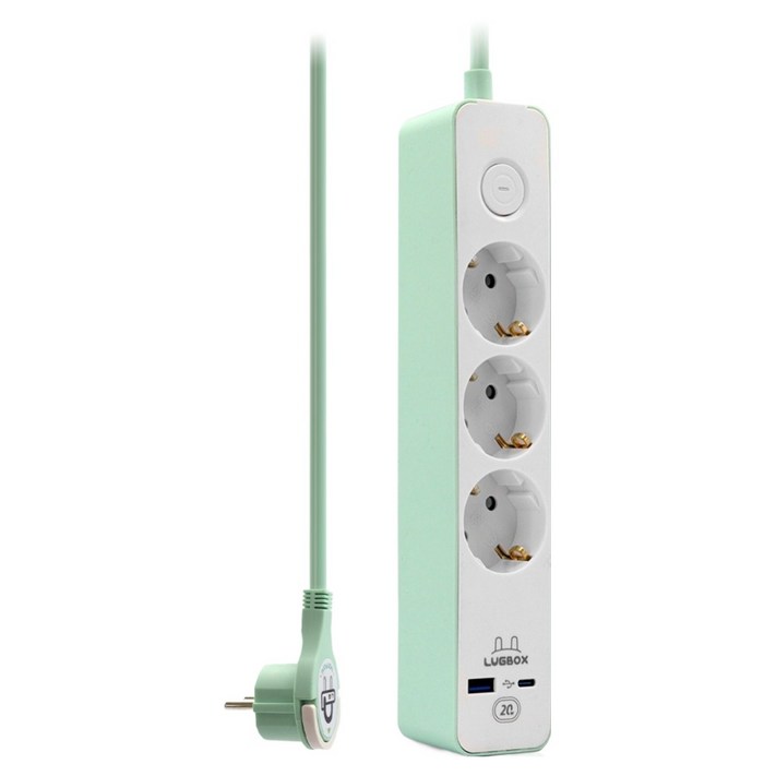 러그박스 고속충전 USB C타입 고용량 멀티탭 3구 3500W 민트, 1개, 1.5m, 민트