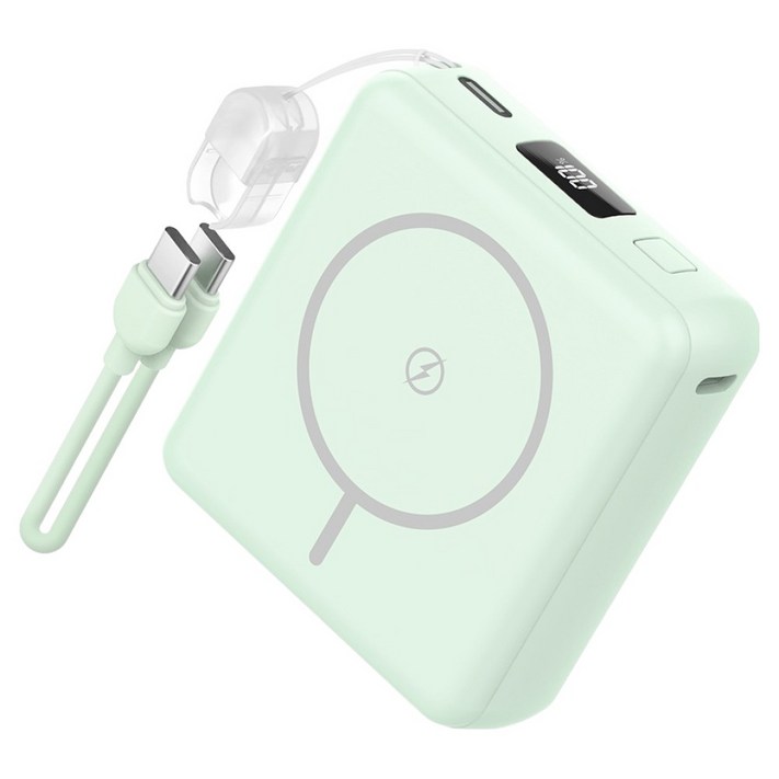 스마텍 미니 맥세이프 보조배터리 10000mAh  C타입 to C타입 스트랩 케이블 세트