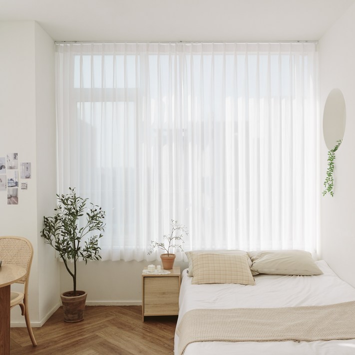 누구나 쉬폰 나비주름 속지 커튼 세트 방문설치