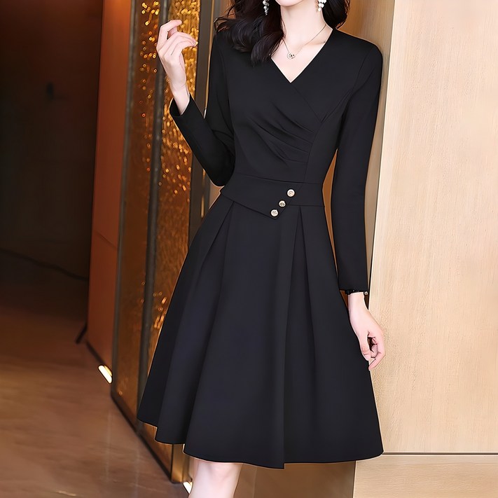 아뗄릭 옆셔링 브이넥 핀턱 플레어 미디 원피스 14399 아뗄릭 옆셔링 브이넥 핀턱 플레어 미디 원피스 14399